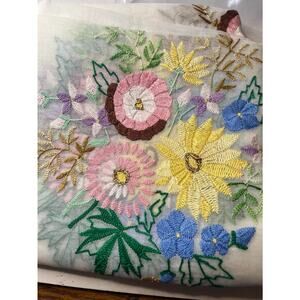 54x52" Sheer Table Cloth Embroidered Flowers